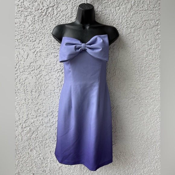 Rene Ruiz Purple Bow Strapless Mini Dress size 4 cocktail prom gown - Picture 2 of 12